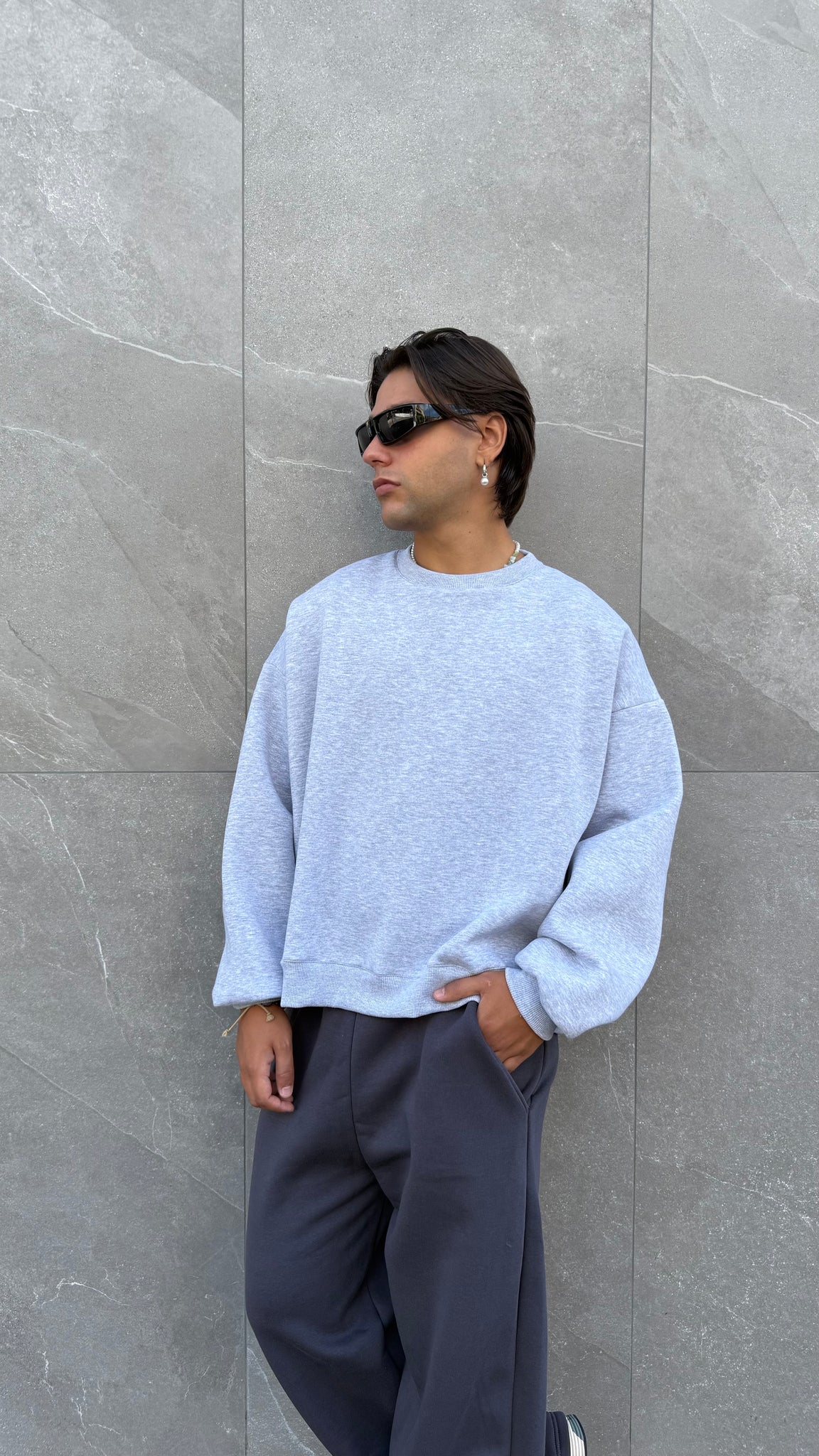 Felpa girocollo crop