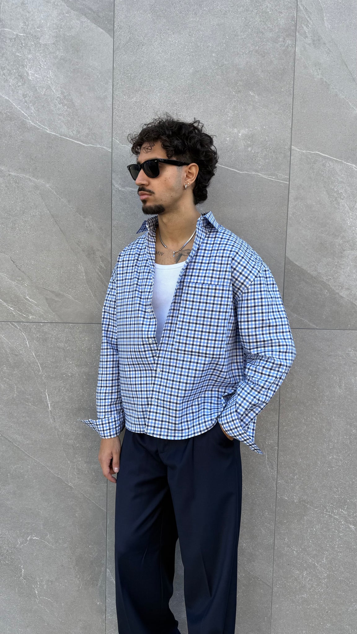 Camicia crop quadrettini