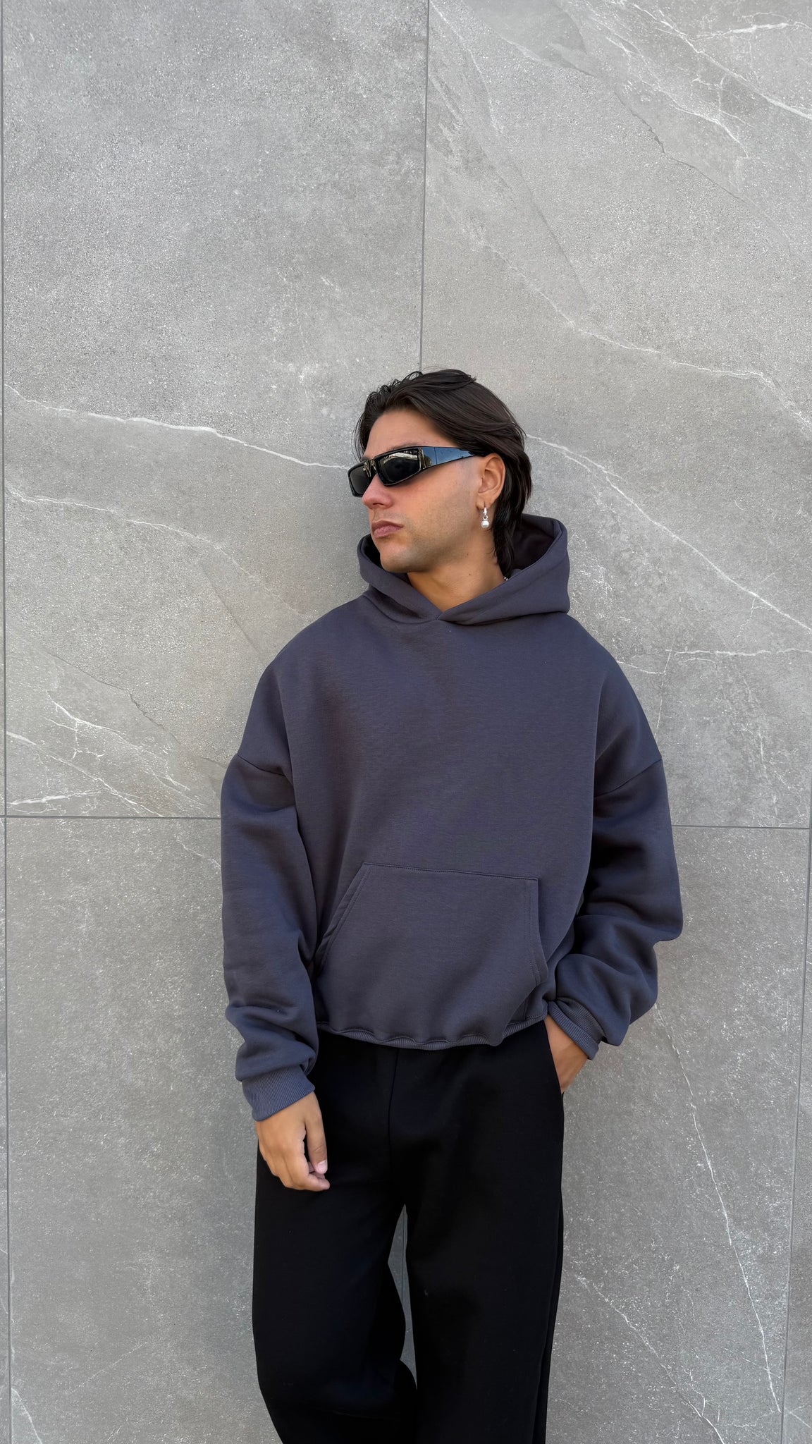 Felpa cappuccio crop