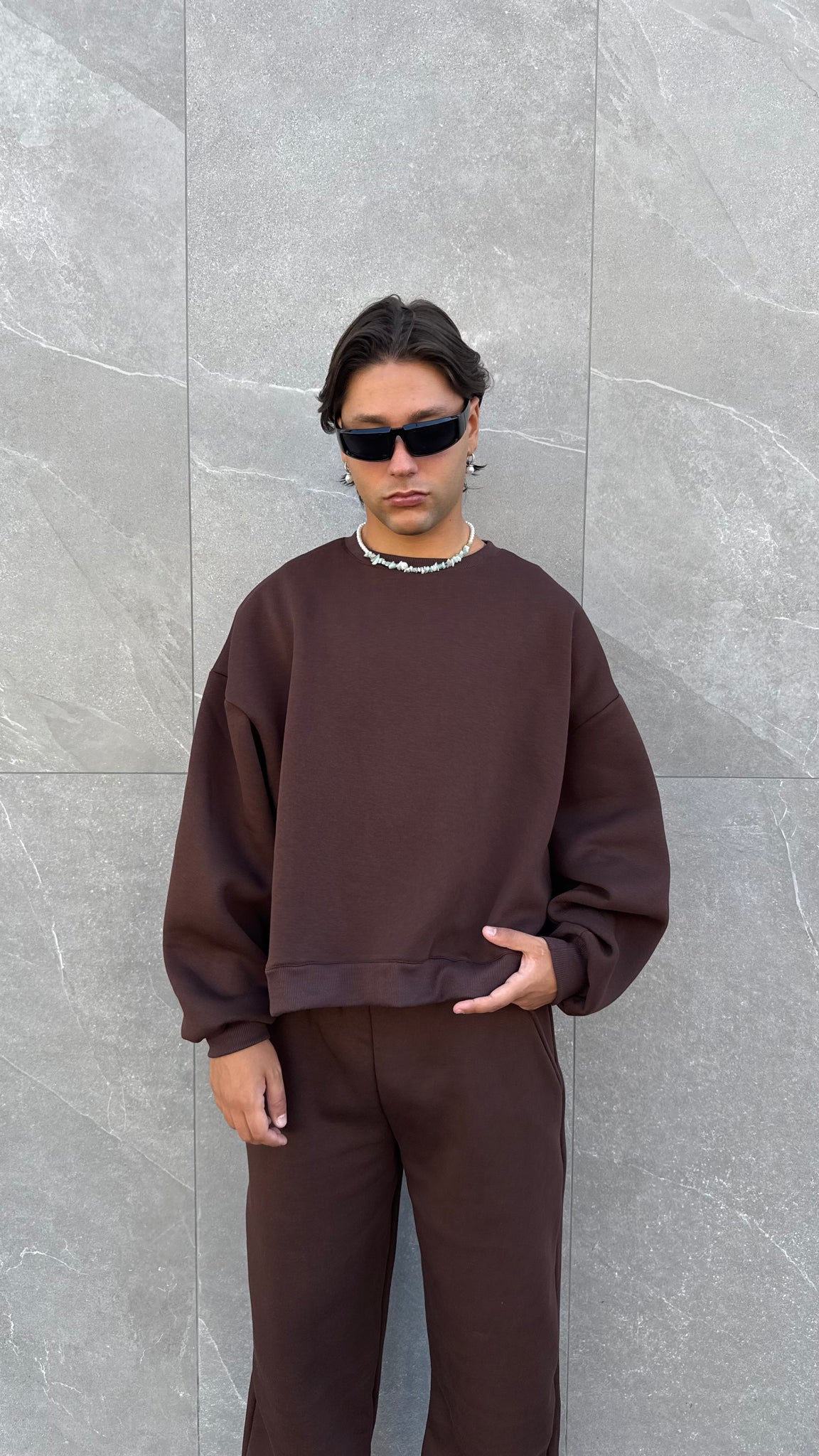 Felpa girocollo crop