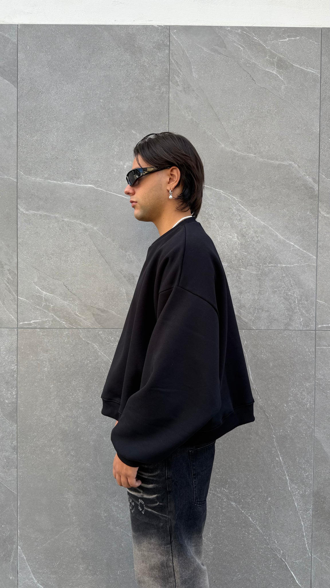 Felpa girocollo crop