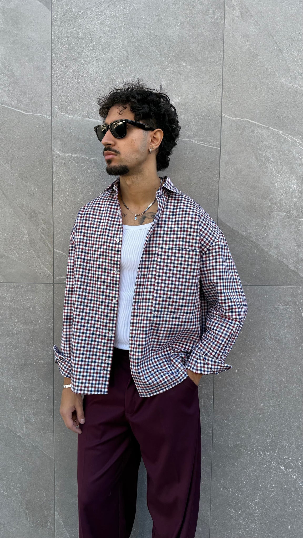 Camicia crop quadrettini