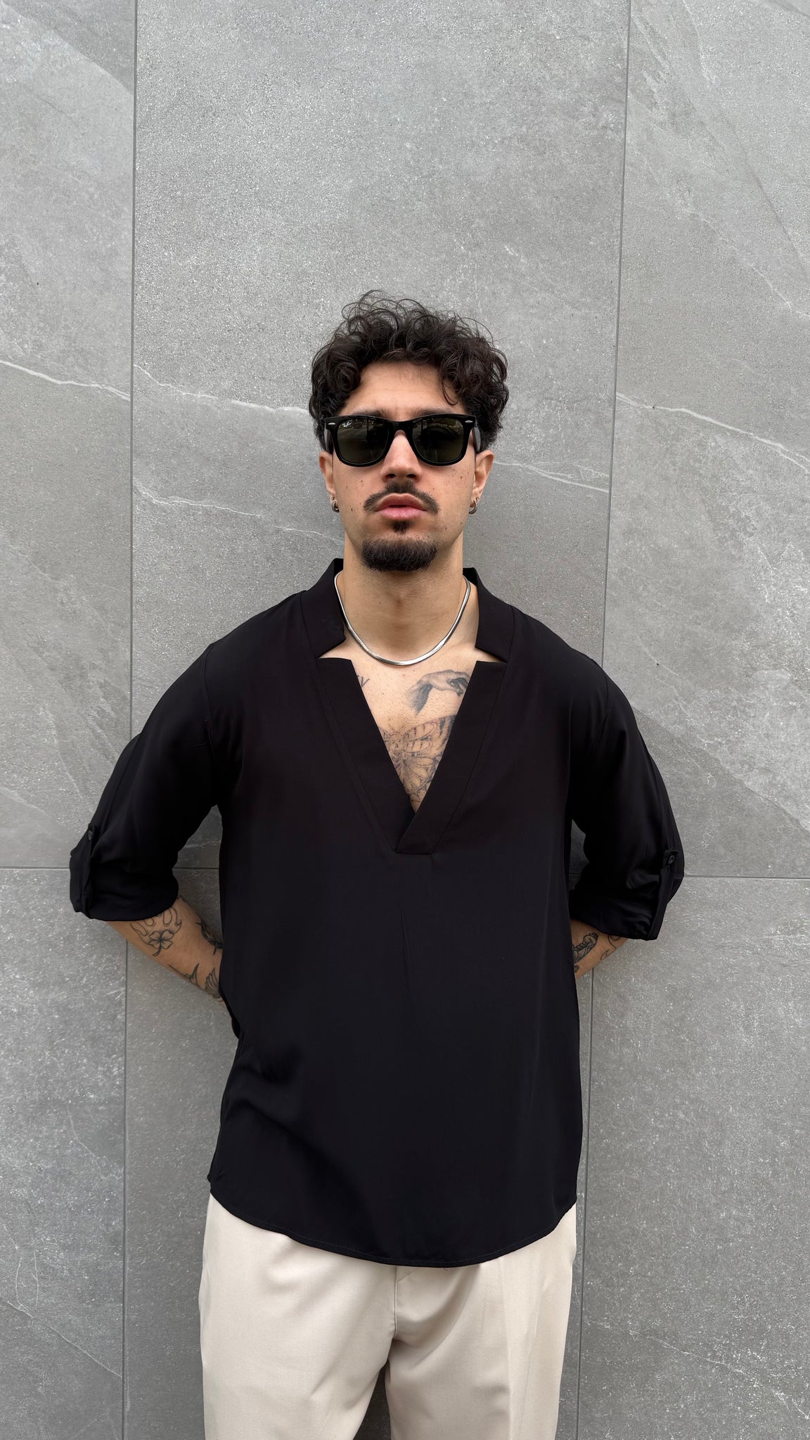 Camicia in viscosa simmetrica