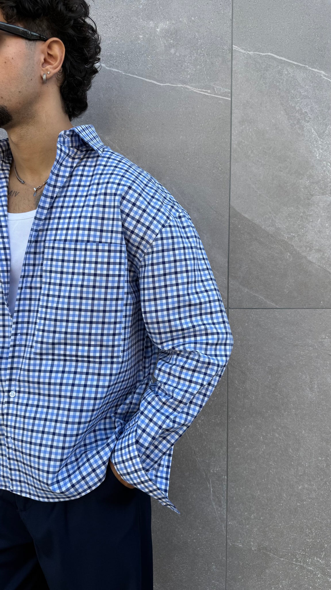 Camicia crop quadrettini