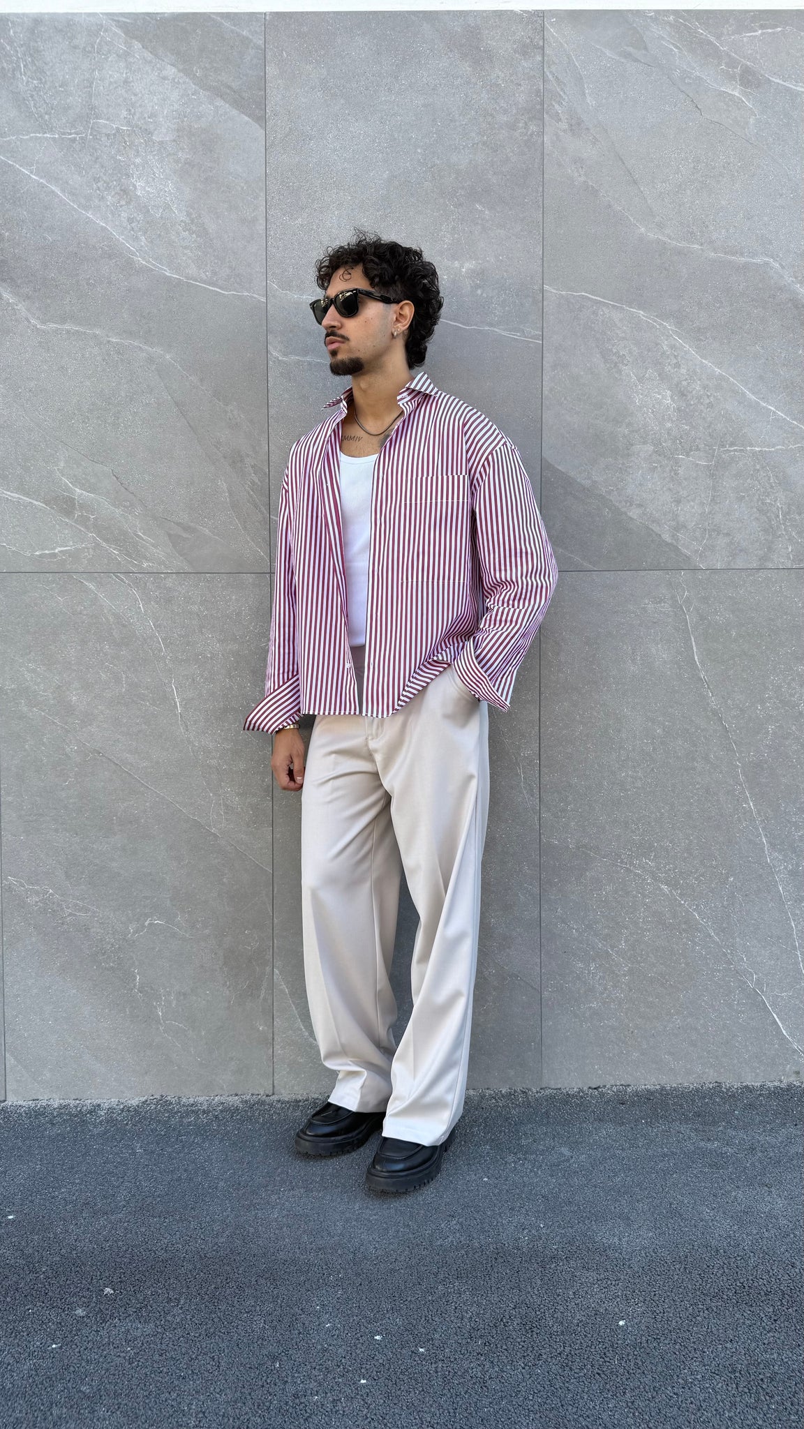 Camicia cropped riga rossa