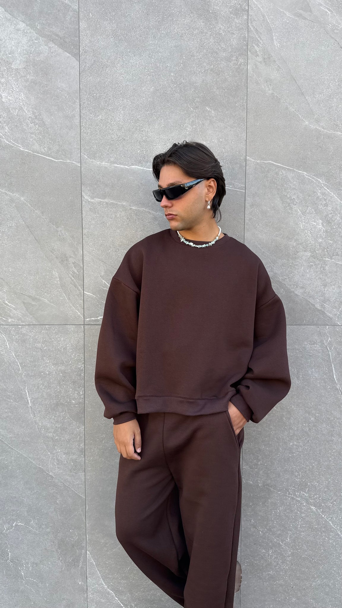 Felpa girocollo crop