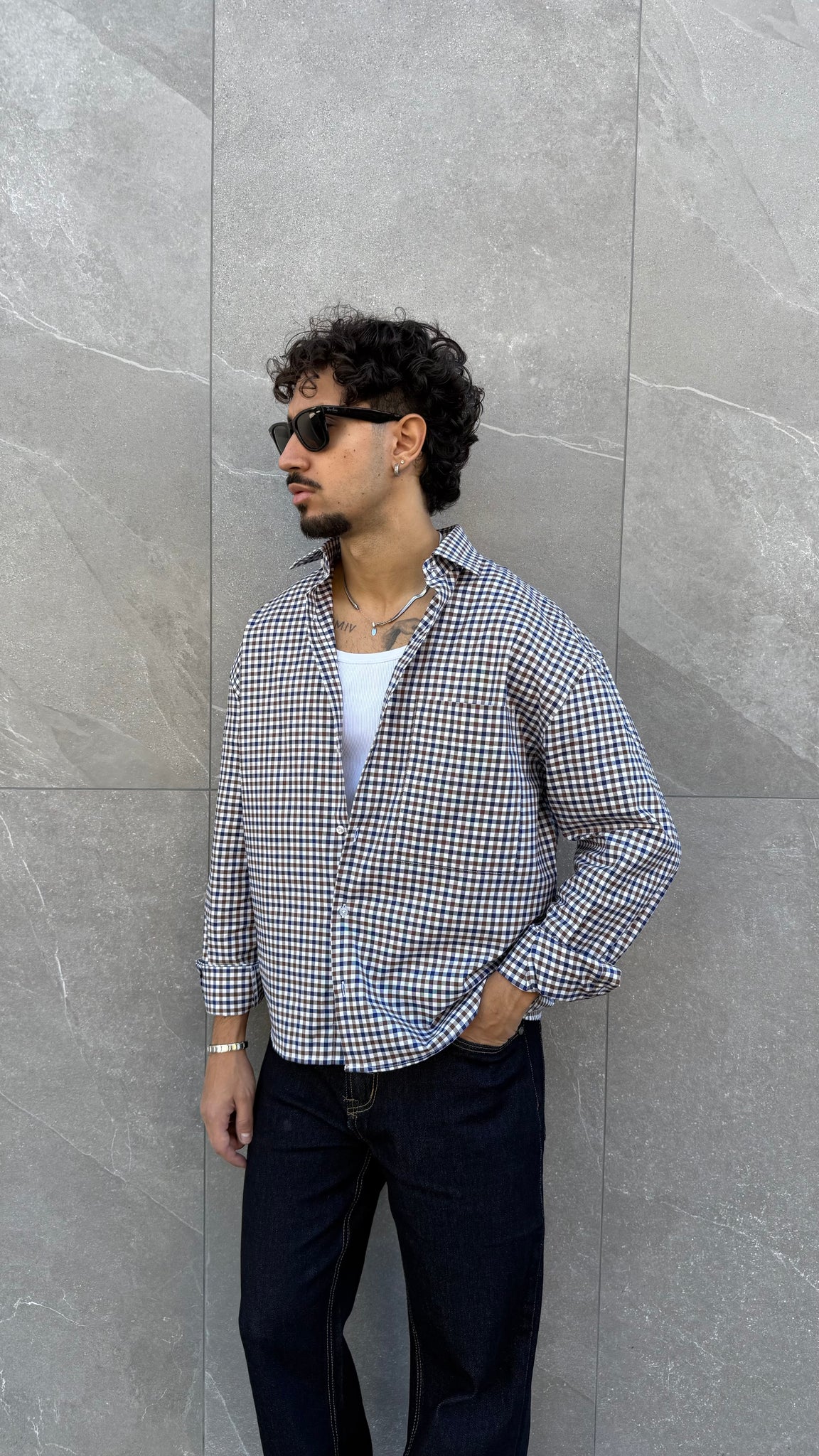 Camicia crop quadrettini