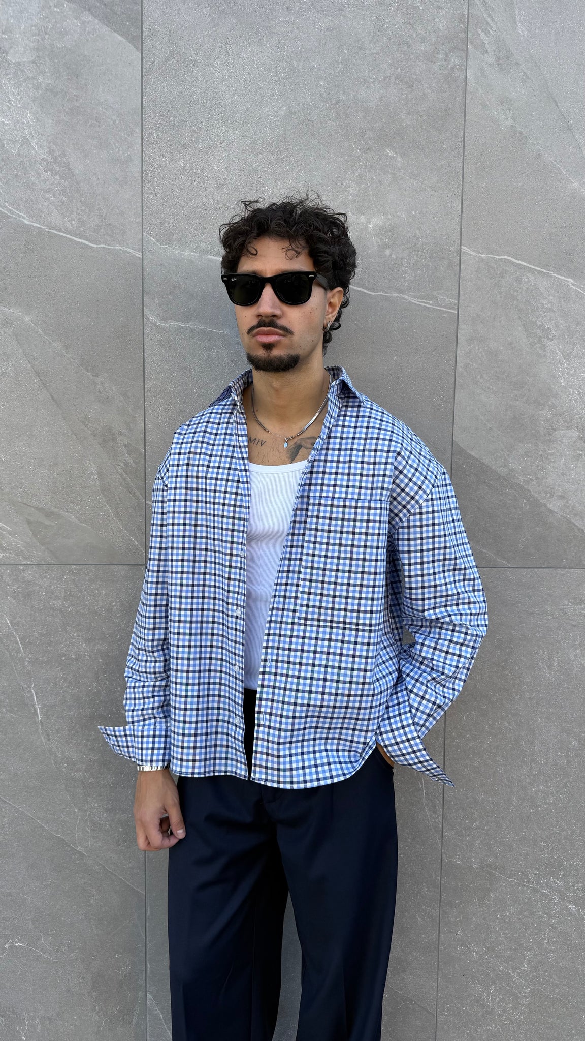 Camicia crop quadrettini