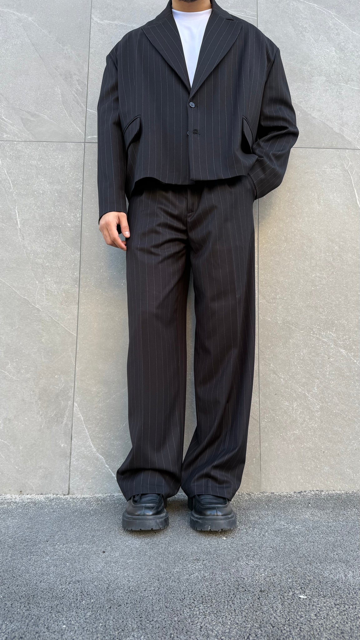 Abito Santiago crop gessato