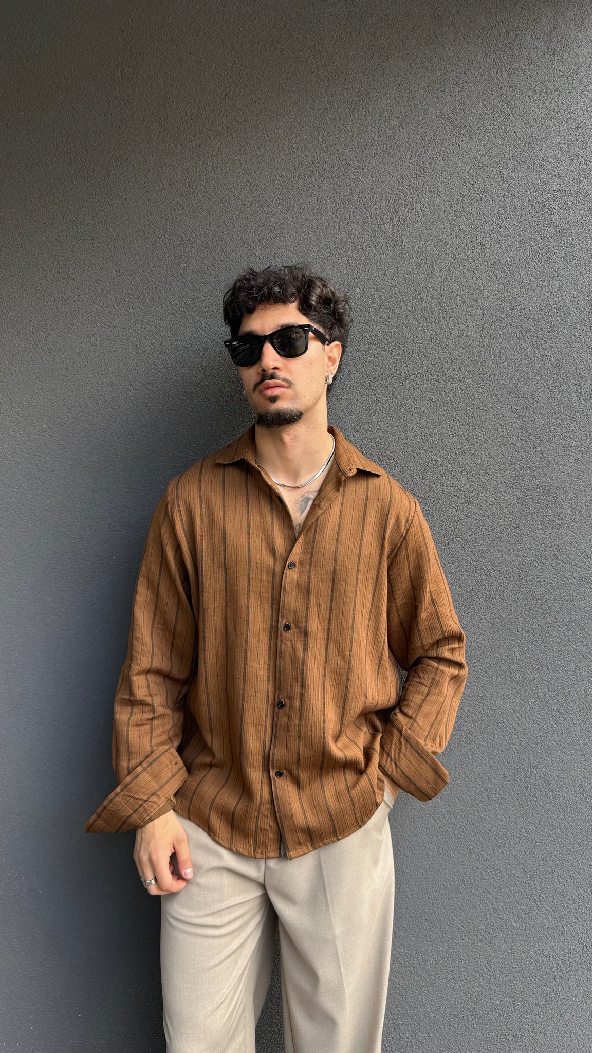 Camicia in lino rigata