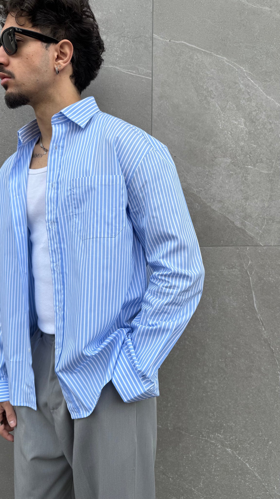 Camicia cropped riga bianca
