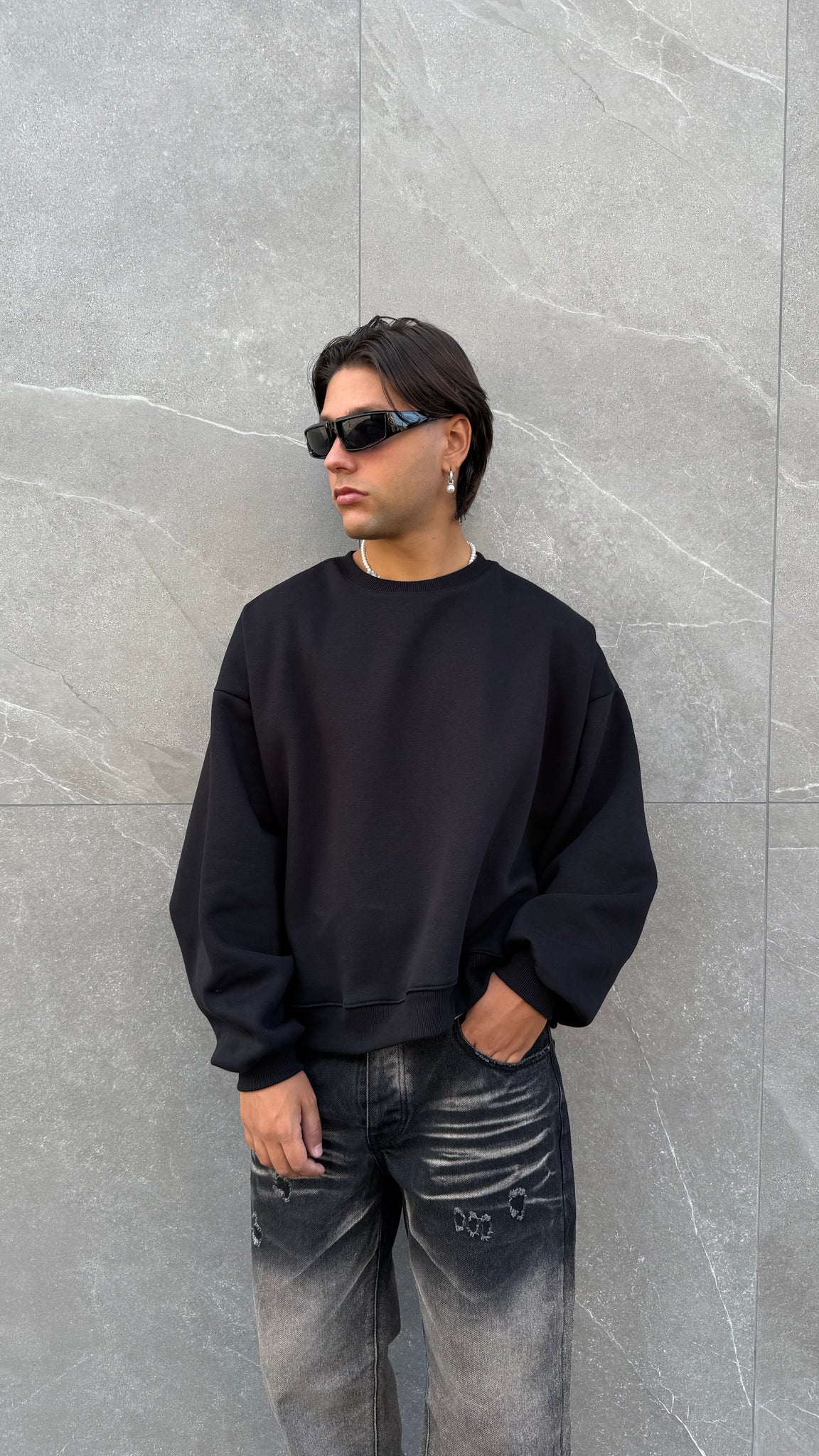 Felpa girocollo crop