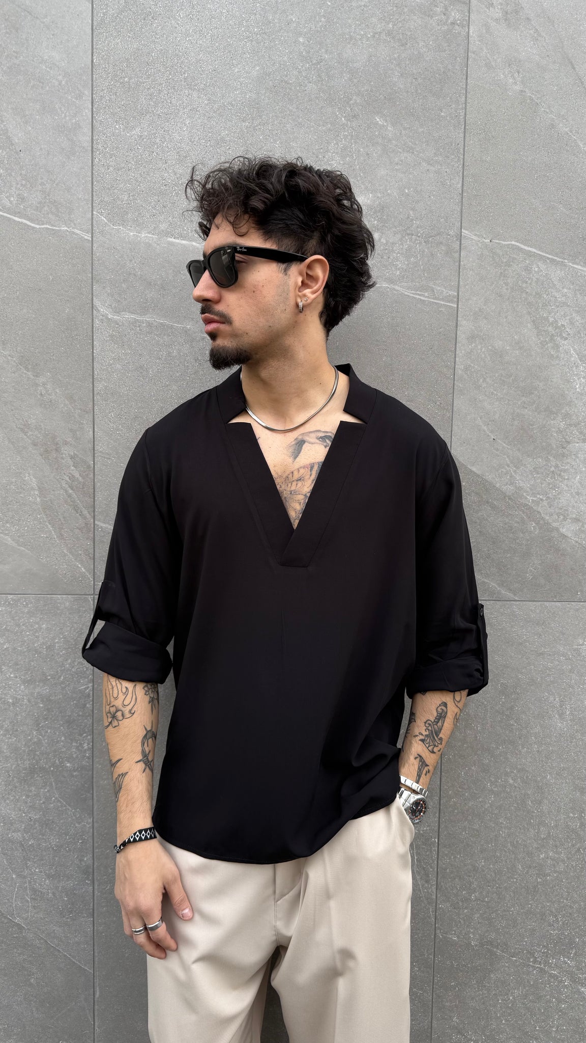 Camicia in viscosa simmetrica