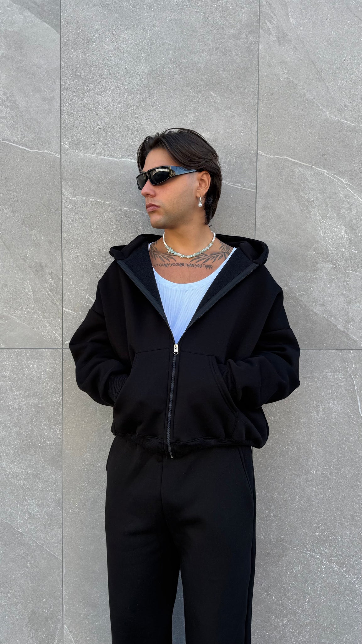 Felpa zip crop