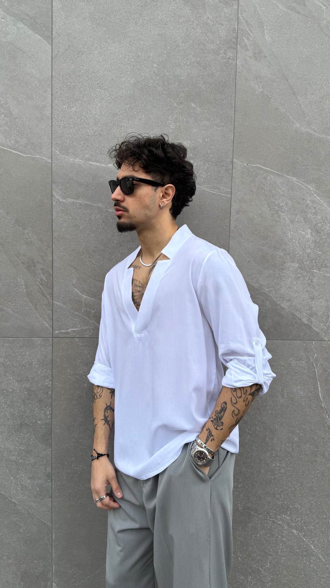 Camicia in viscosa simmetrica