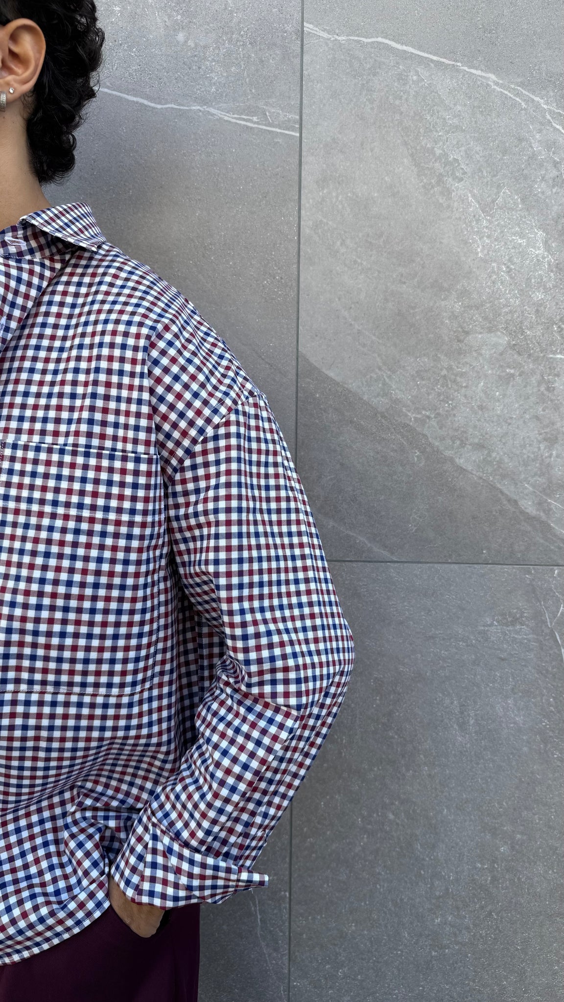 Camicia crop quadrettini