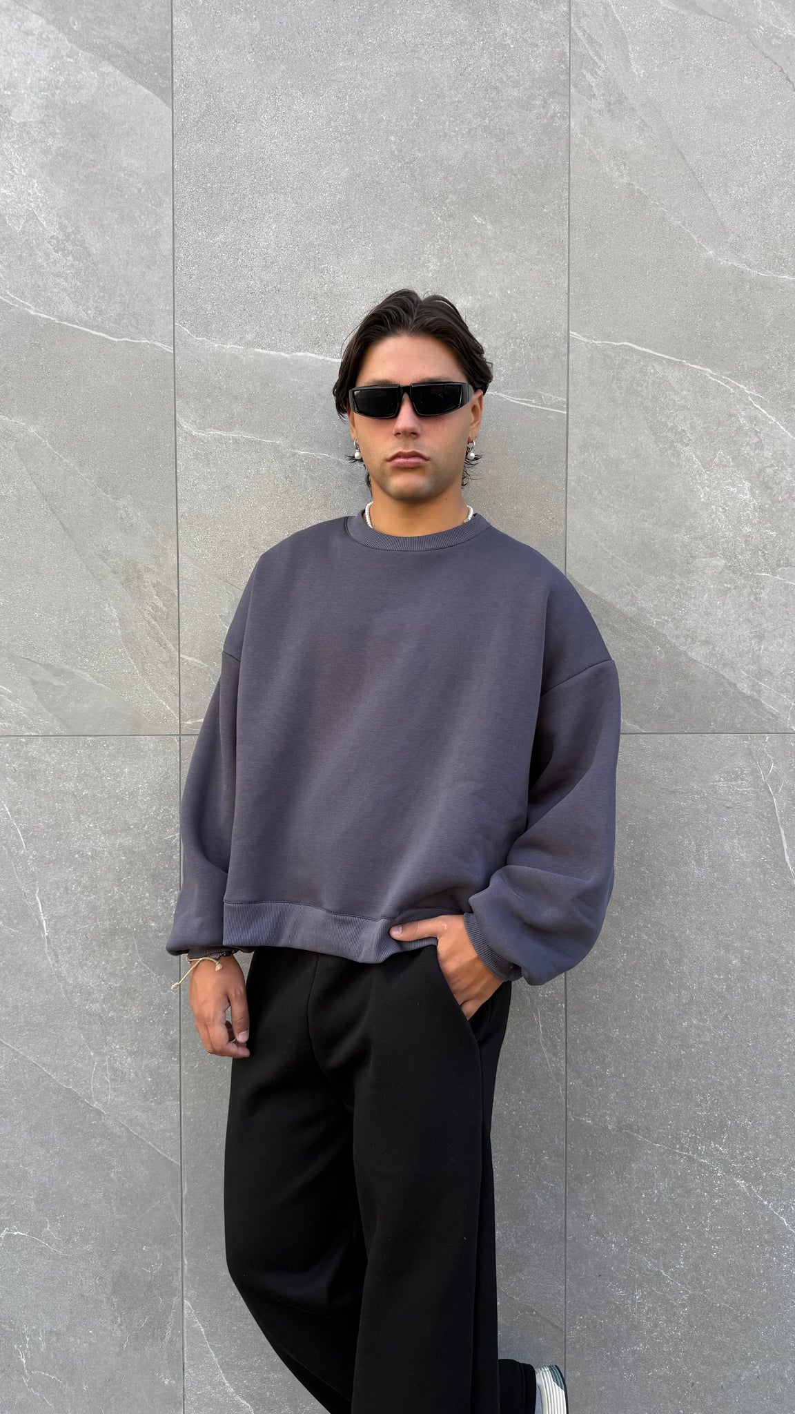 Felpa girocollo crop