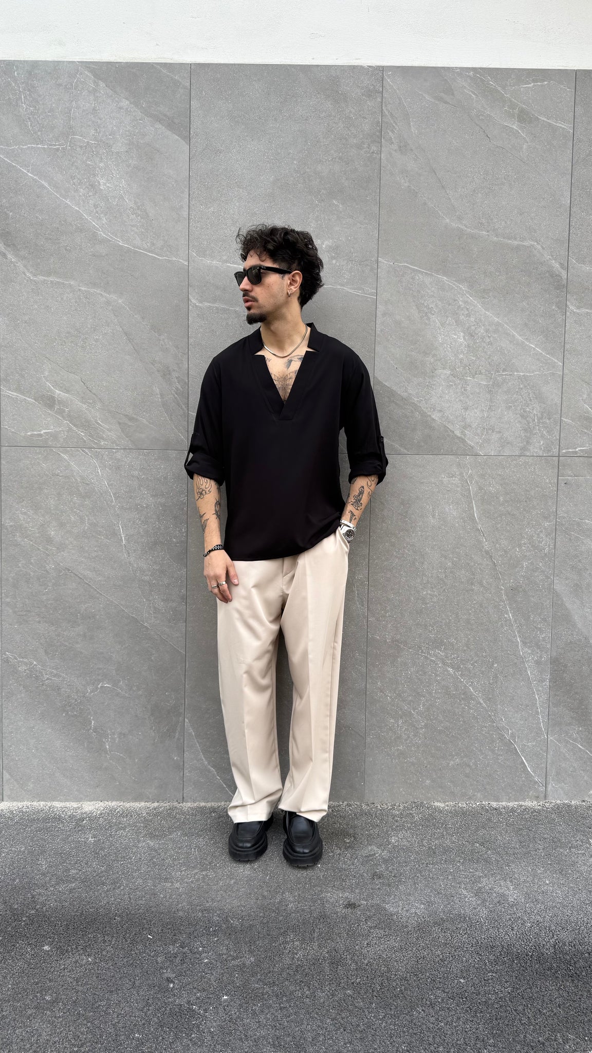 Camicia in viscosa simmetrica