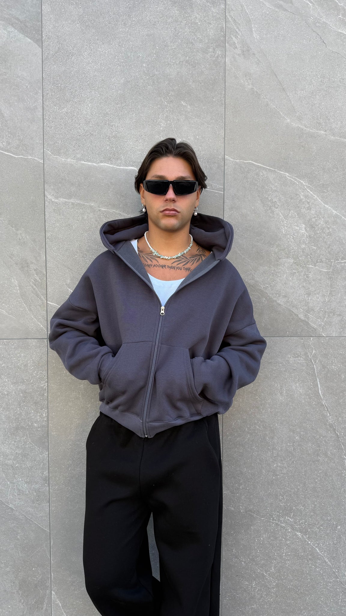 Felpa zip crop