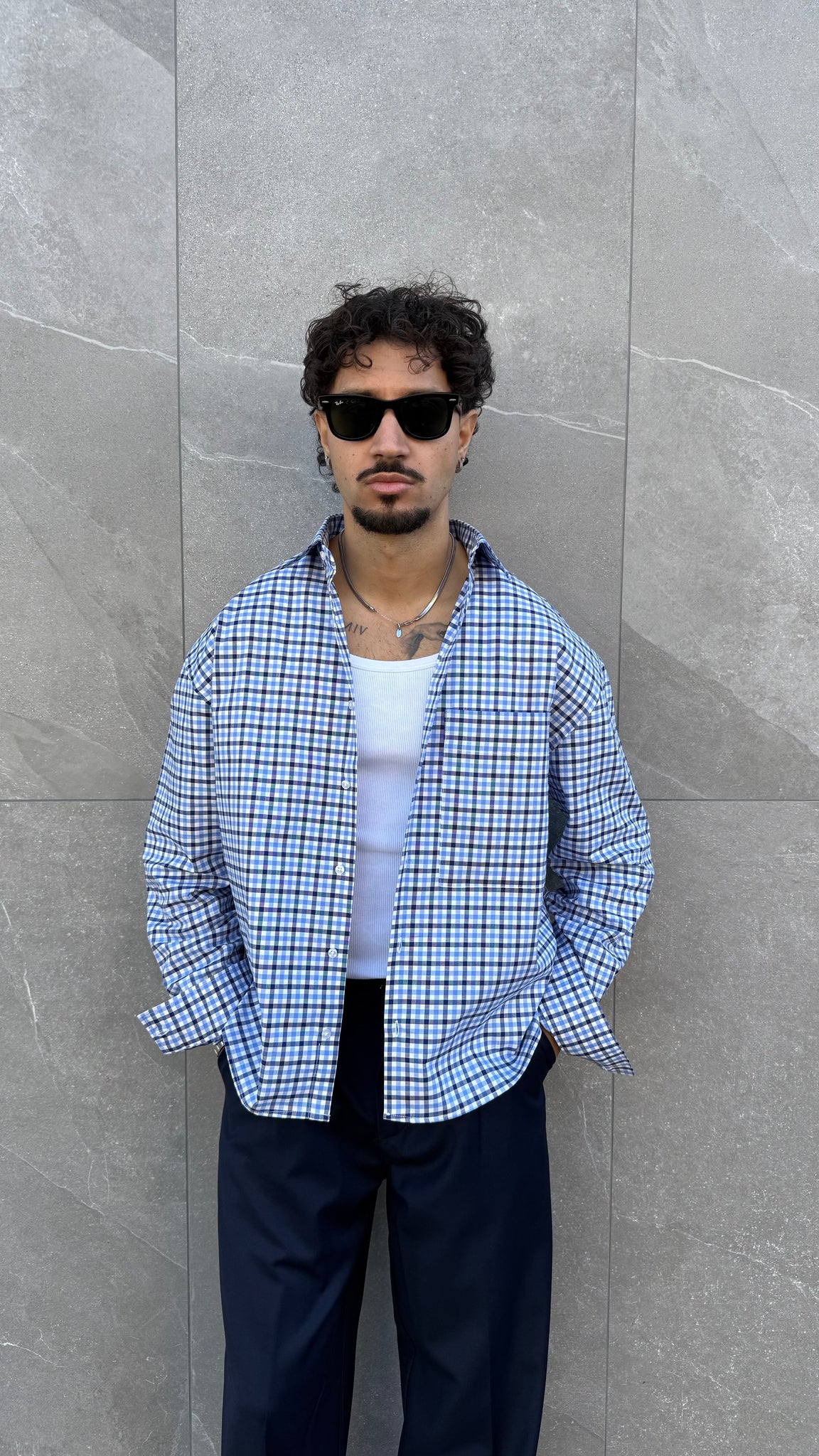 Camicia crop quadrettini