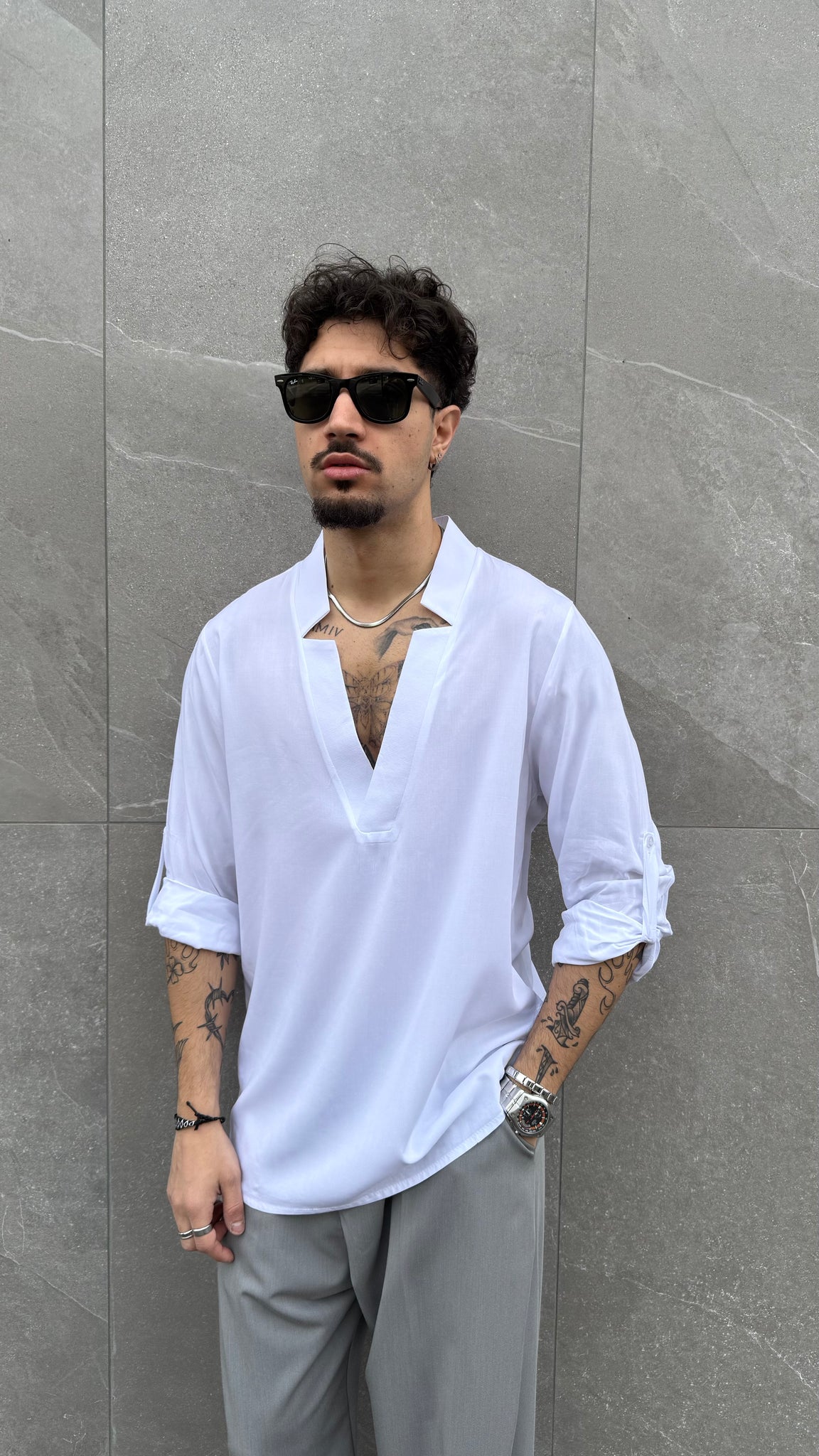 Camicia in viscosa simmetrica