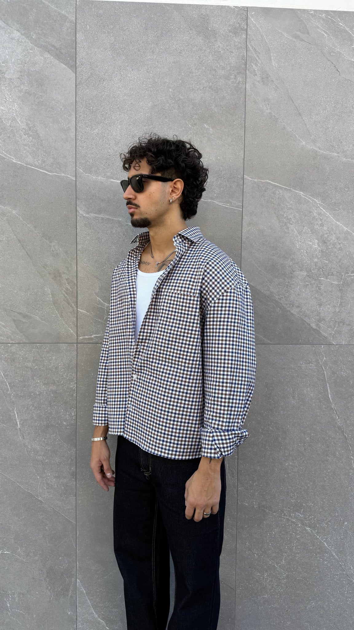 Camicia crop quadrettini