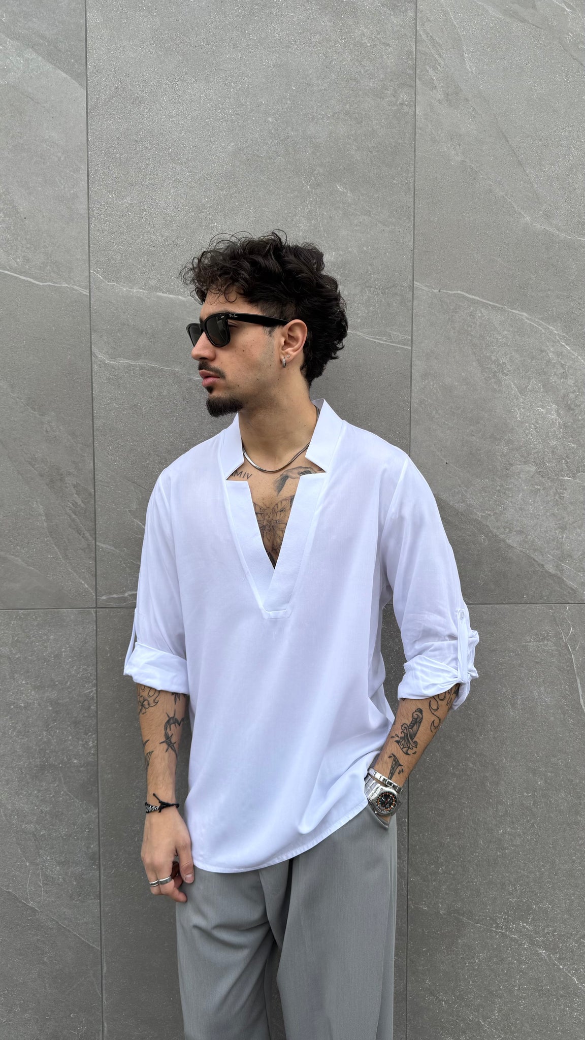 Camicia in viscosa simmetrica
