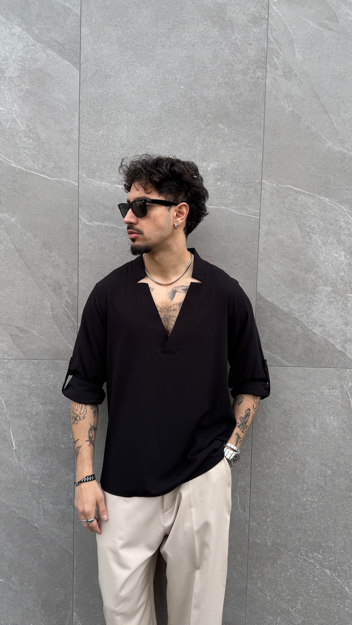Camicia in viscosa simmetrica