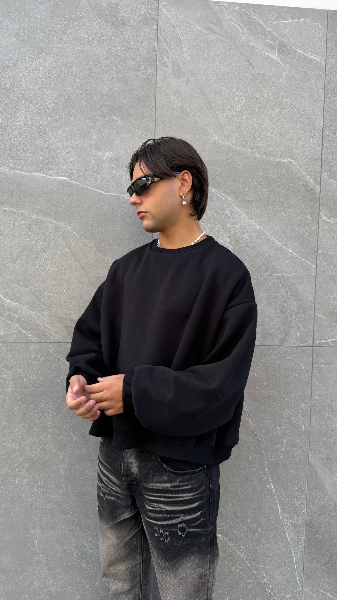 Felpa girocollo crop