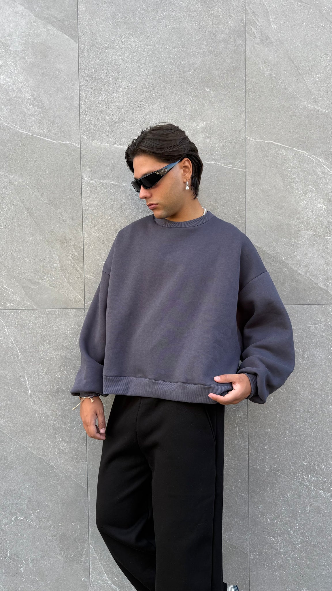 Felpa girocollo crop