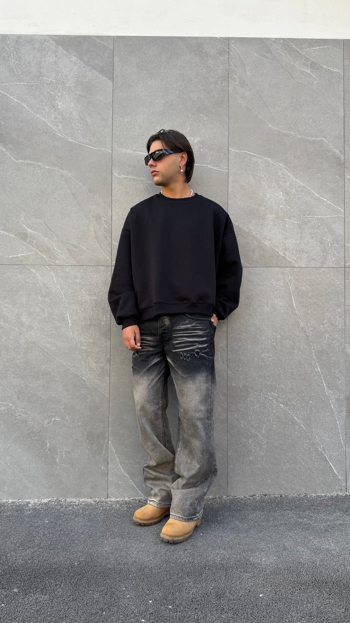 Felpa girocollo crop