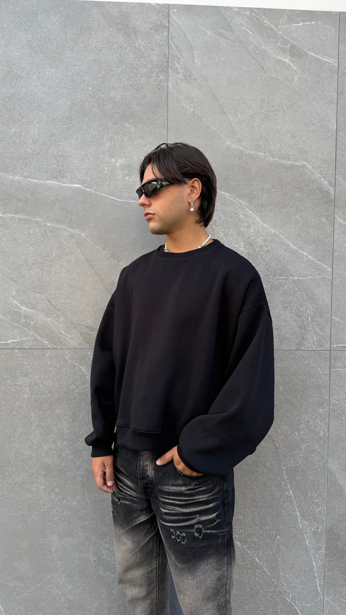 Felpa girocollo crop