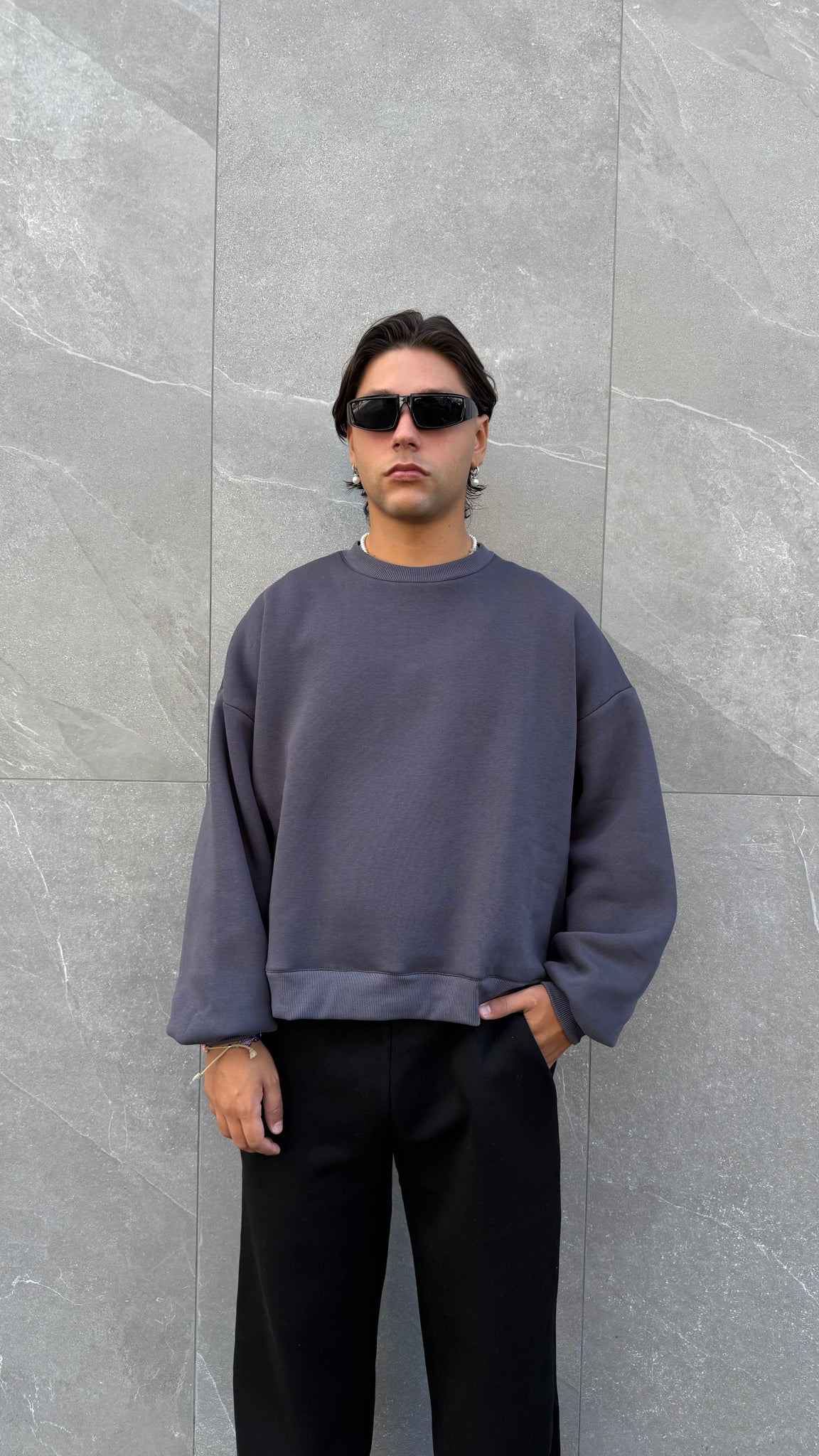 Felpa girocollo crop