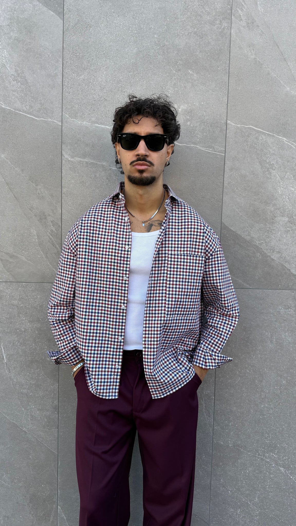 Camicia crop quadrettini